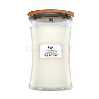 Woodwick White Tea & Jasmine scented candle with wooden wick 609.5 g