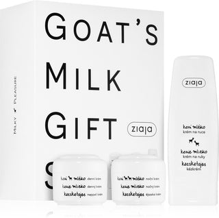 Ziaja Coffret Cadeau Lait de Chèvre Peaux Sèches Crème Jour 50ml + Nuit 50ml + Mains et Ongles 80ml 