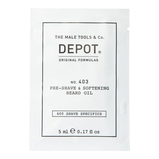 Depot, 400 Specificații de ras Nr. 403, Migdale dulci, Balsam, Ulei pre-ras, 5 ml