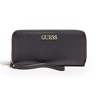 Guess, Alby, fabric wallet, SLG with large zip, black, for women