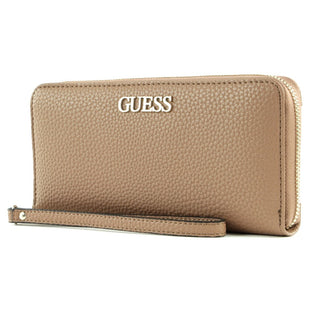 Guess, Alby, fabric wallet, SLG with large zip, beige, for women