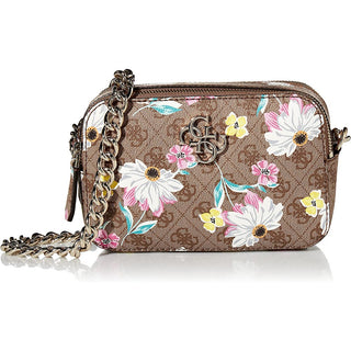 Guess Noelle Floral Crossbody Bag with Double Zip 20x7x14 cm 