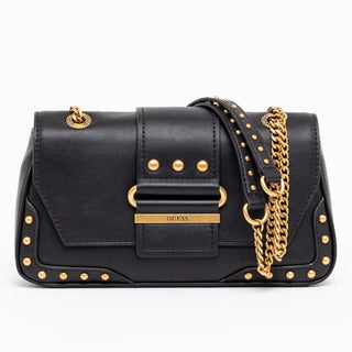 Guess, Greta, Polyurethane, Fabric Shoulder Bag, Black, hwvb81 29210, 16 x 29 x 5.3 cm, Women's