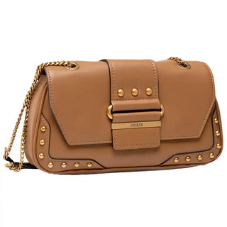 Guess, Greta, Polyurethane, Fabric Shoulder Bag, Cognac, hwvb81 29210, 16 x 29 x 5.3 cm, Women