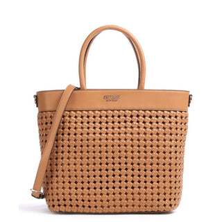 Guess Sicilia Torebka do Ręki w Kolorze Koniaku z Tkaniny i Sztucznej Skóry 30x30x12 cm 