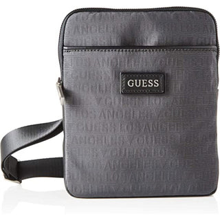 Guess, Dan, Flat Top Zip, Stoff-Umhängetasche, Grau, 19 x 23 x 2,5 cm, Herren