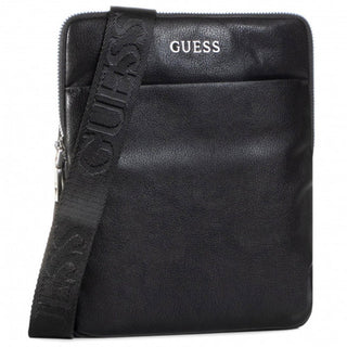 Guess, Stege, platt dragkedja, tygaxelväska, svart, herr