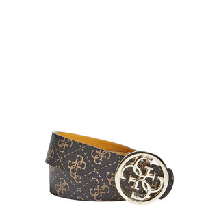 Guess Jensen Curea Double-Face Țesătură Maro și Galben Muștar Damă 3,5 cm 