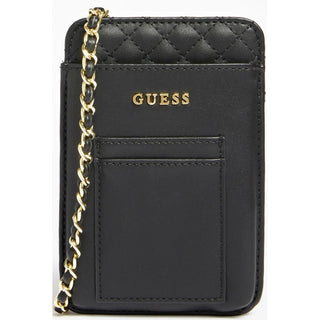 Guess حقيبة كيس من البولي يوريثان باللون الأسود مع سلسلة ذهبية 16.5x3x11 سم 