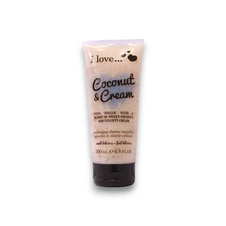 I Love, coco e creme, esfoliante, gel de banho, 200 ml