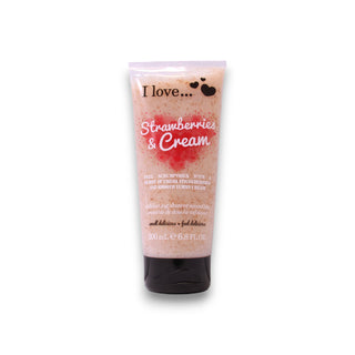 I Love, Erdbeeren und Sahne, Peeling, Duschgel, 200 ml