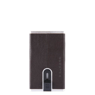 Piquadro Porte-cartes de crédit en cuir marron avec système de glissement carré PP4825B3R-TM 