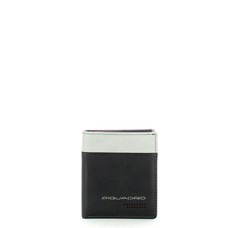 Piquadro, Leather Wallet, Back and Credit Card Holder, Black, Gray, for Men