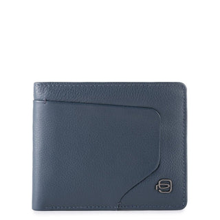 Piquadro, Akron Leather Wallet with Removable Document Holder, Blue, for Men