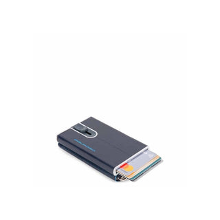 Piquadro Blue Leather Credit Card Holder with Sliding System and Coin Pocket with Zip PP5359B2R-BLU2 
