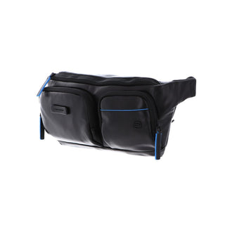 Piquadro, Blue Square, Real Leather, Fabric Bum Bag, CA5578B2V, Black, 32x14x7 cm, Men