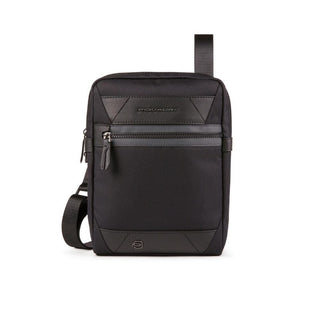 Piquadro, Trakai, Leather and Fabric, S, Fabric Shoulder Bag, Black, 27 x 21 x 5 cm, Men's