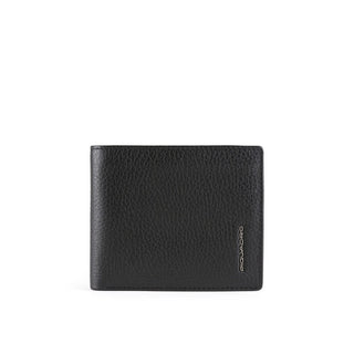 Piquadro, Leather Wallet, with Coin Pocket with Zip, Black, for Men