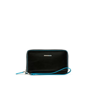 Piquadro, blue square, leather wallet, black, women