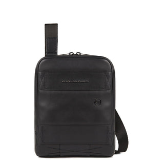 Piquadro, Obidos, Leather Shoulder Bag, Black, 17 x 22 x 5.00 cm, Men's