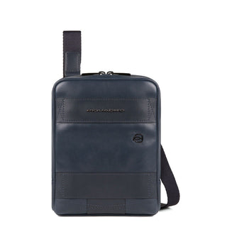 Piquadro, Obidos, Leather Shoulder Bag, Blue, 17 x 22 x 5.00 cm, Men