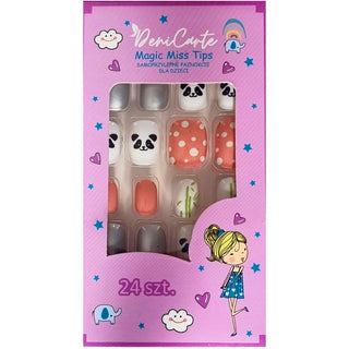 Deni carte Tipsy Per Bambini Bianco-Nero-Rosa — Unghie finte