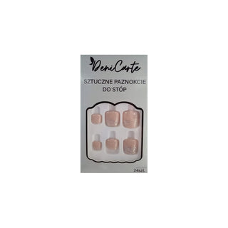 Deni Carte Tipsy Artificial Kynnet, Nude Varpaankynnet Glitter