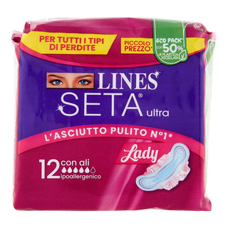 Lines Lines Seta Ultra Chłonne Lady Skrzydełka 12 Sztuk 