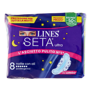 Lines Lines Ultra Absorbent Silk Night 8 Pieces 
