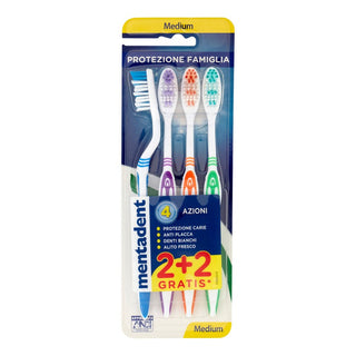 Mentadent Family Protection Toothbrush Medium Bristles Pack of 2 + 2 