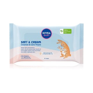 Nivea مناديل تنظيف وعناية للأطفال بيبي سوفت وكريم 