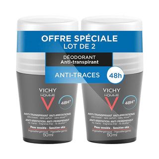 Vichy Bărbat Deodorant Antiperspirant 48h Piele Sensibilă Bilă 2x50ml 