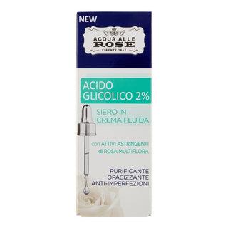Acqua Alle Rose Serum i flytende krem Glykolsyre 2% Rensende Mattende 30 ml 