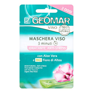Geomar Maschera Viso 5 Minuti Idratante Antistress Con Fiore di Altea Biologico e Aloe Vera 2 dosi da 15 ml — Maschera viso