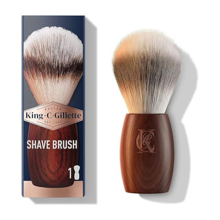 King C. Gillette Pennello Barba Fibre Morbide Manico Legno — Pennello barba
