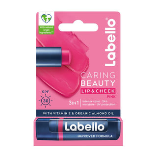Labello Caring Beauty 3In1 SPF30 Vitamina E Olio Mandorla Bio Pink — Balsamo labbra protettivo