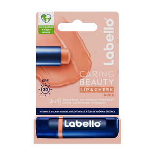 Labello Caring Beauty 3In1 SPF 30 Vitamina E Olio Di Mandorla Bio Nude — Balsamo labbra protettivo