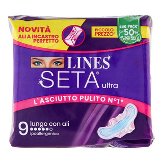 Lines Lines Seta Ultra Absorventes Longos com Abas 9 Unidades 