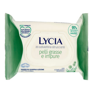 Lycia Salviettine Struccanti Doppia Azione Pelli Grasse E Impure 20 Pz — Salvietta struccante