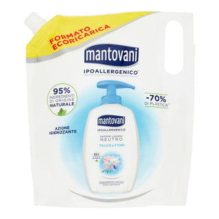 Mantovani Neutralne mydło w płynie do skóry wrażliwej, talk i białe kwiaty, opakowanie uzupełniające 750 ml 