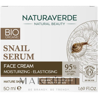 Naturaverde كريم مرطب مكثف للوجه بيو مع إفرازات الحلزون 50 مل 