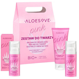 Aloesove Pink 套装 - 卸妆膏75毫升 + 去角质霜50毫升 + 晚霜50毫升 