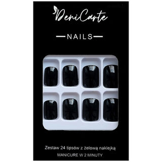 Deni Carte Tipsy Square - Set de unghii false negre | Czarny 