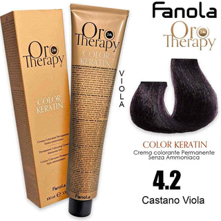 صبغة شعر Fanola Oro Therapy - Palette ألوان كاملة 4.2 | كستناء بنفسجي 