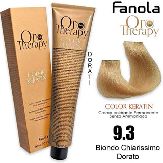 صبغة شعر Fanola Oro Therapy - Palette ألوان كاملة 9.3 | أشقر ذهبي فاتح جداً 