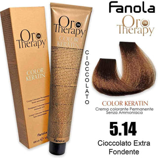 صبغة شعر Fanola Oro Therapy - Palette ألوان كاملة 5.14 | شوكولاتة داكنة 
