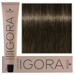Schwarzkopf Профессиональная стойкая крем-краска для волос Igora Royal Absolutes с коллагеном 60 мл 7-10 | Средне-русый натуральный пепельный 