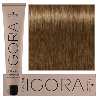 Schwarzkopf Профессиональная стойкая краска для волос Igora Royal Absolutes с коллагеном 60 мл 8-140 | Светлый блондин пепельно-бежевый натуральный 
