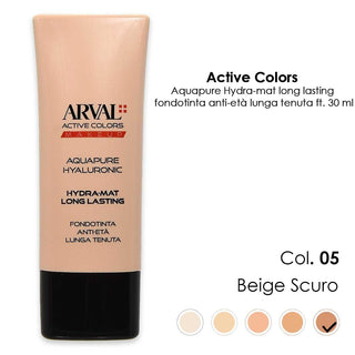Arval Aquapure Hyaluronic - Hydra-Mat Long Lasting Nr. 05 - Dunkelbeige Anti-Aging Foundation mit langer Haltbarkeit Ft 30Ml 