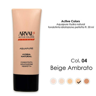 Arval Aquapure - Hydra-Natural N. 04 - Bej Ambrat Fond de ten Hidratare Perfectă Ft 30Ml 